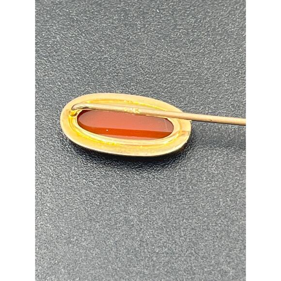 Antique Victorian 10K Yellow Gold Carved Shell Cameo Stick Pin Brooch Circa 1900 - Picture 9 of 11